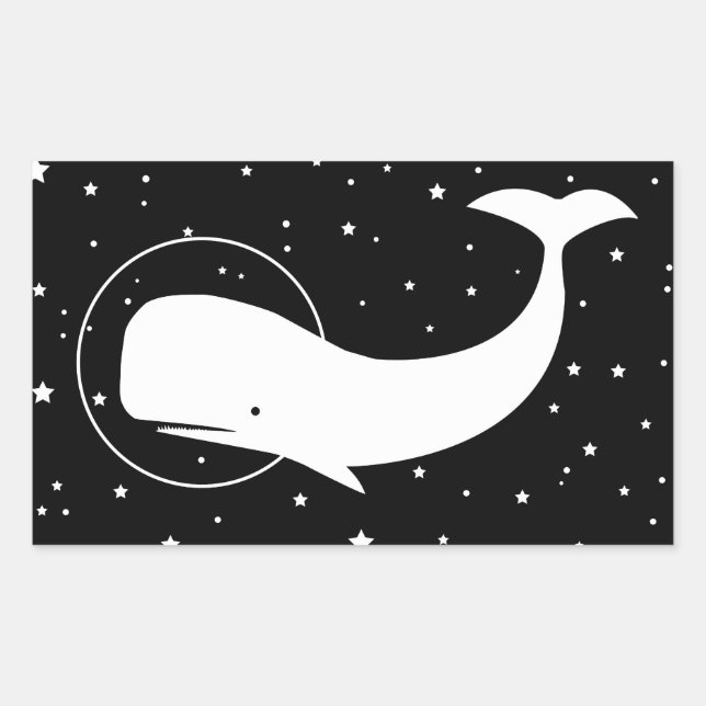 PEGATINA RECTANGULAR MOBY EN ESPACIO (Anverso)