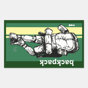 Pegatina Rectangular Mochilero (hombre)-VerdeAmarillo