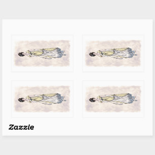 Pegatina Rectangular Moda de la regencia - señora #1 - hoja de 4