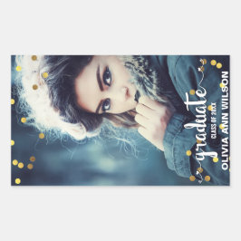 Pegatina Rectangular Moda Faux Relieve metalizado dorado Confetti Foto 