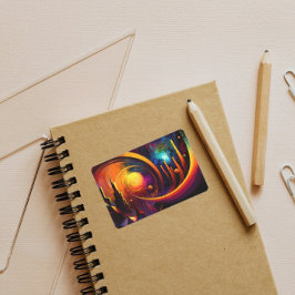 Pegatina Rectangular Moda luminosa hermosa ciudad colorido sol de arte