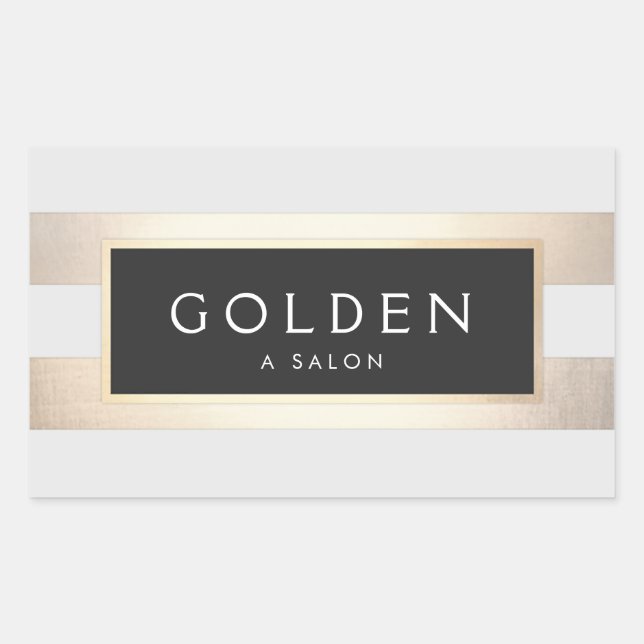 Pegatina Rectangular Moda moderna Relieve metalizado dorado FAUX a raya (Anverso)