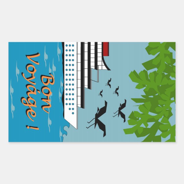 Pegatina Rectangular ¡moda PEGATINA_BON VOYAGE! (Anverso)