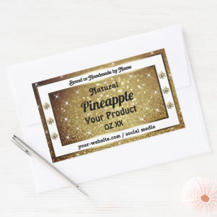 Pegatina Rectangular Moda Purpurinas de oro Estrellas de productos Diam