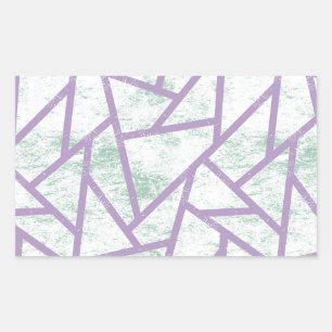 Pegatina Rectangular Modalidades de mosaico verde claro y lavanda
