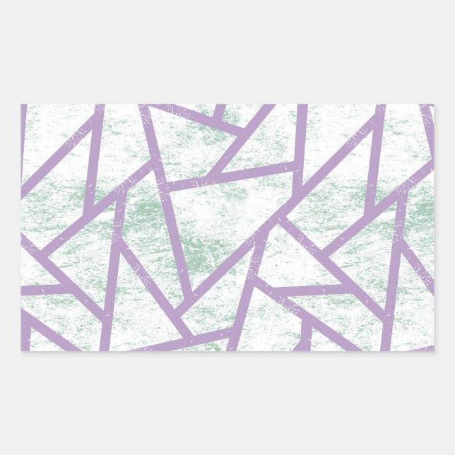 Pegatina Rectangular Modalidades de mosaico verde claro y lavanda (Anverso)