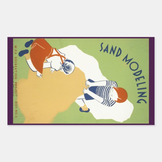 Pegatina Rectangular Modelado de arena (Anverso)