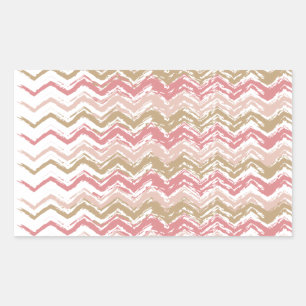 Pegatina Rectangular Modelo coralino de Chevron del zigzag del garabato