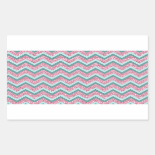 Pegatina Rectangular Modelo de zigzag rosado del purpurina