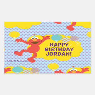 Pegatina Rectangular Modelo Elmo con globos Fiestas