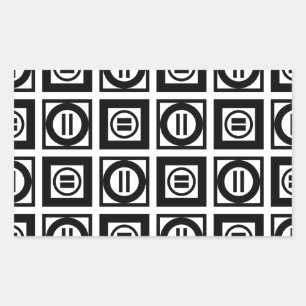 Pegatina Rectangular Modelo geométrico blanco y negro del signo de