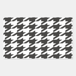 Pegatina Rectangular Modelo gris de Houndstooth, blanco y negro