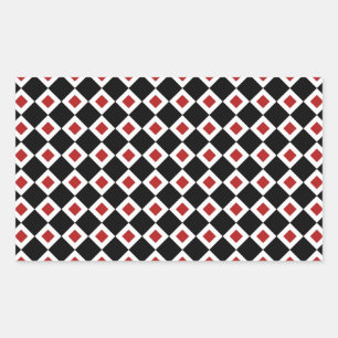 Pegatina Rectangular Modelo negro, blanco, rojo del diamante