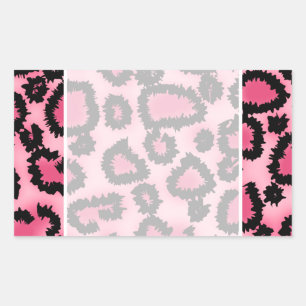 Pegatina Rectangular Modelo rosado y negro del estampado leopardo