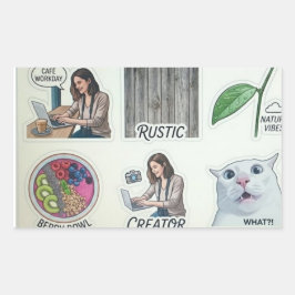 Pegatina Rectangular Modern Creator & Nature Sticker Sheet - Funny Cat 