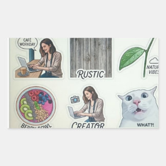 Pegatina Rectangular Modern Creator & Nature Sticker Sheet - Funny Cat 