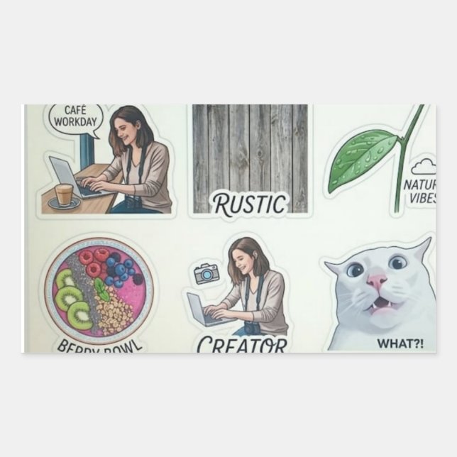 Pegatina Rectangular Modern Creator & Nature Sticker Sheet - Funny Cat  (Anverso)