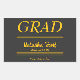 Pegatina Rectangular Modern Personalized grad school Graduation