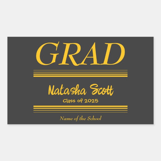 Pegatina Rectangular Modern Personalized grad school Graduation (Anverso)