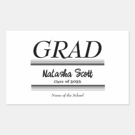 Pegatina Rectangular Modern Personalized grad school Graduation