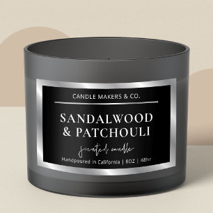 Pegatina Rectangular Moderna Candle de Empaquetado Elegante De Plata Ne