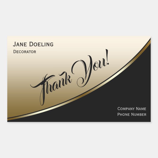 Pegatina Rectangular Moderna elegancia Profesional Resaltar Oro Negro (Anverso)