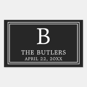 Pegatina rectangular moderna en blanco y negro