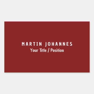 Pegatina Rectangular Moderna Llanura Minimalista Elegante Rojo profundo