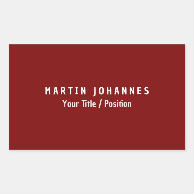 Pegatina Rectangular Moderna Llanura Minimalista Elegante Rojo profundo (Anverso)