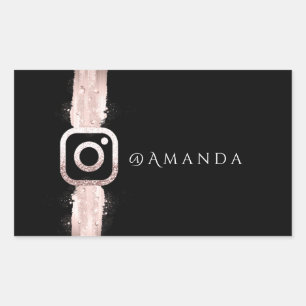 Pegatina Rectangular Moderna maquillaje simple rosa chispa Instagra neg