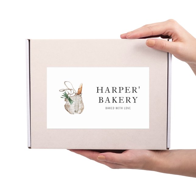 Pegatina Rectangular Moderna panadería recién hecha logotipo profesiona (Subido por el creador)