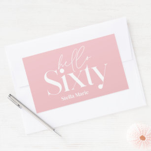Pegatina Rectangular Moderna tipografía mínima giradamente rosa 60 cump
