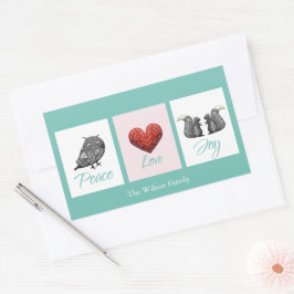 Pegatina Rectangular Moderna y linda paz escandinava Navidades de alegr