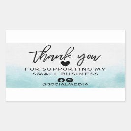 Pegatina Rectangular Modernas acuarelas Verde azuladas