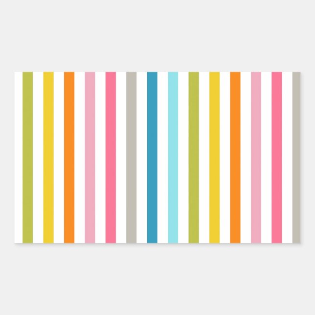 Pegatina Rectangular Modernas franjas coloridas de moda arcoiris (Anverso)