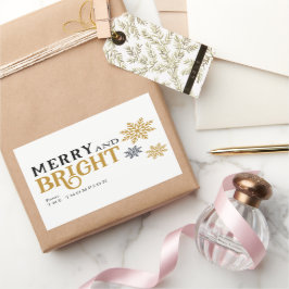 Pegatina Rectangular Modernas y mínimas Navidades merry y brillantes