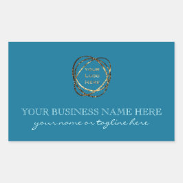 Pegatina Rectangular Moderno Aqua Turquoise Añadir Personalizado de log