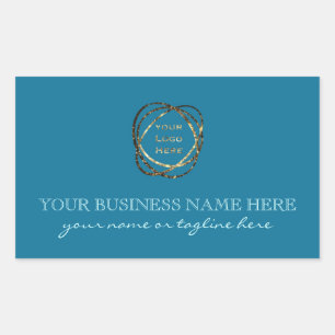 Pegatina Rectangular Moderno Aqua Turquoise Añadir Personalizado de log