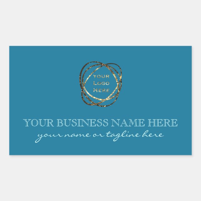 Pegatina Rectangular Moderno Aqua Turquoise Añadir Personalizado de log (Anverso)