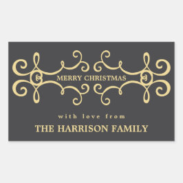 Pegatina Rectangular Moderno Desplazamiento Navidades Holiday Gift Tag