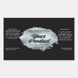 Pegatina Rectangular Moderno Relieve metalizado plateado negro Glamoros