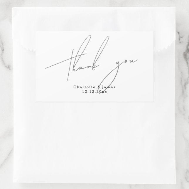 Pegatina Rectangular Moderno y Elegante Agradecimiento Personalizado (Bolso)