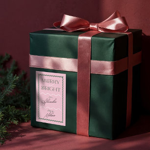 Pegatina Rectangular Moderno y luminoso Retro Rosa ondulado A Y Desde