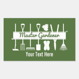 Pegatina Rectangular Moderno y personalizado jardinero maestro verde fo