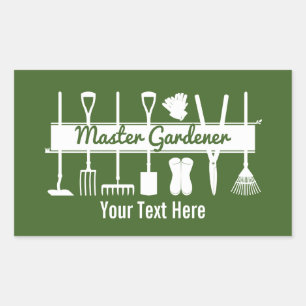 Pegatina Rectangular Moderno y personalizado jardinero maestro verde fo