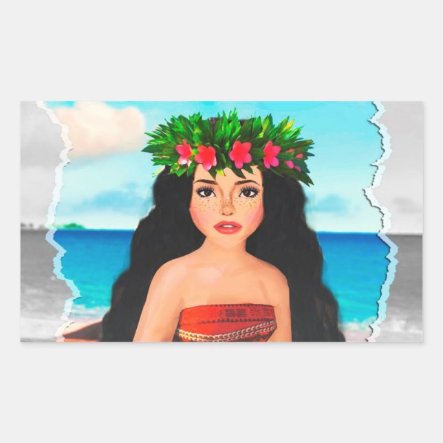 Pegatina Rectangular Mohana Doll (Anverso)