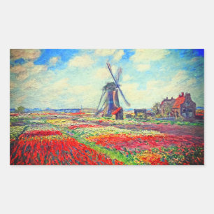 Pegatina Rectangular Molino de viento Monet Tulips
