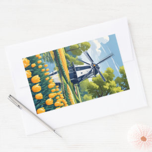 Pegatina Rectangular Molinos de viento de los Países Bajos