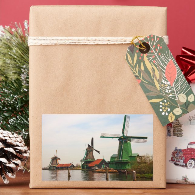 Pegatina Rectangular Molinos holandeses, Zaanse Schans. (Vacaciones)