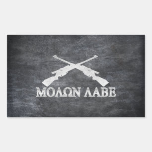 Pegatina Rectangular Molon Labe Cruzó Rifles 2ª Enmienda